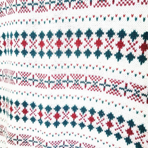 1980s Festive Beige Colorful Ski Sweater, Lightweight Zephyr Sweater Size M - Picture 2 of 10